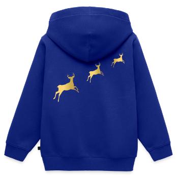 Renne doré - Sweat Premium à capuche zippé enfant bio - bleu roi - Dos - AI Model Kid Male (0cm)