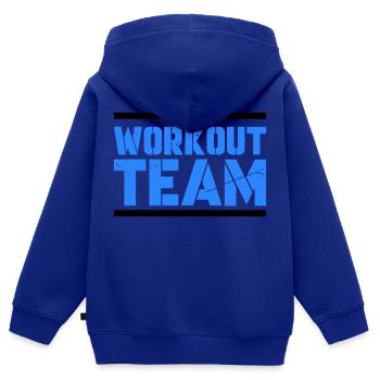 Équipe d’entraînement - Sweat Premium à capuche zippé enfant bio - bleu roi - Dos - AI Model Kid Male (0cm)