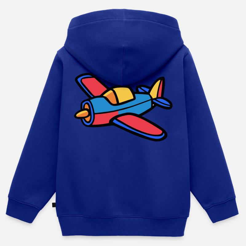 Avion pour enfants - Sweat Premium à capuche zippé enfant bio - bleu roi