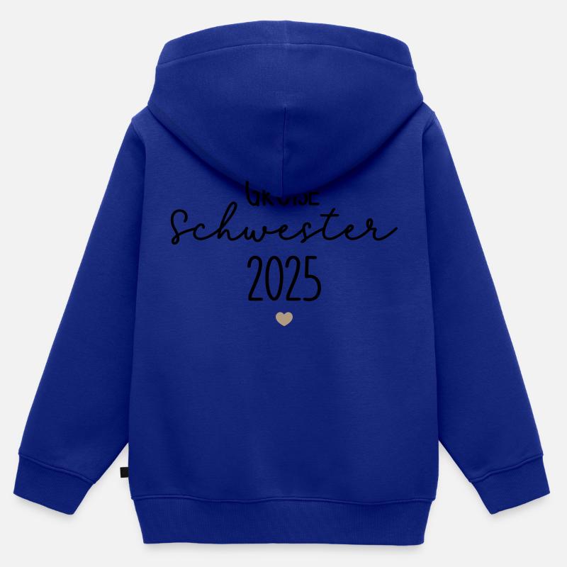 Grande Sœur 2025 - Sweat Premium à capuche zippé enfant bio - bleu roi