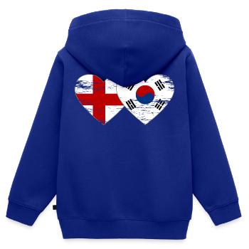 England Südkorea Flagge Herz used - Kinder Premium Organic Zip Hoodie - Royalblau - Hinten - AI Model Kid Male (0cm)