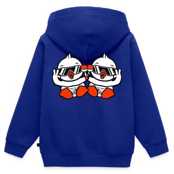 2 oiseaux bébé enfant hochet couche lunettes de soleil paix - Sweat Premium à capuche zippé enfant bio - bleu roi - Dos - AI Model Kid Male (0cm)