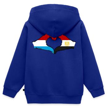 Luxemburg Ägypten Flagge Haende Herzform used - Kinder Premium Organic Zip Hoodie - Royalblau - Hinten - AI Model Kid Male (0cm)