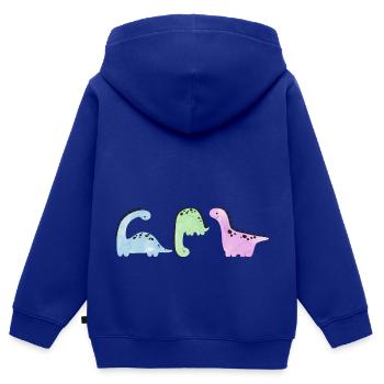Dinos - Kinder Premium Organic Zip Hoodie - Royalblau - Hinten - AI Model Kid Male (0cm)