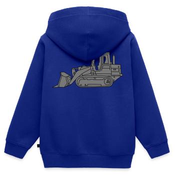 Bulldozer bouteur 2 - Sweat Premium à capuche zippé enfant bio - bleu roi - Dos - AI Model Kid Male (0cm)