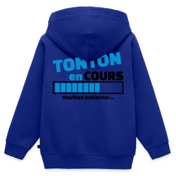 tonton en cours - Sweat Premium à capuche zippé enfant bio - bleu roi - Dos - AI Model Kid Male (0cm)
