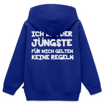 Ich bin der Jüngste - Kinder Premium Organic Zip Hoodie - Royalblau - Hinten - AI Model Kid Male (0cm)