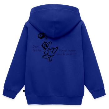 Früher Vogel - Kinder Premium Organic Zip Hoodie - Royalblau - Hinten - AI Model Kid Male (0cm)