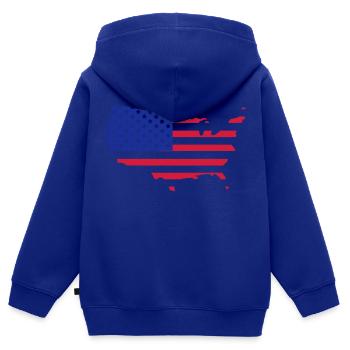 USA - Kinder Premium Organic Zip Hoodie - Royalblau - Hinten - AI Model Kid Male (0cm)