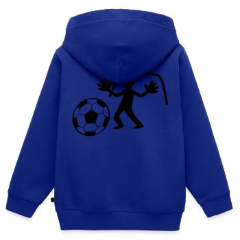 GOALIE mit Handschuhen die Rettung der Ball - Kinder Premium Organic Zip Hoodie - Royalblau - Hinten - AI Model Kid Male (0cm)