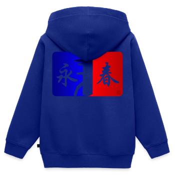 Dummy League - Kinder Premium Organic Zip Hoodie - Royalblau - Hinten - AI Model Kid Male (0cm)