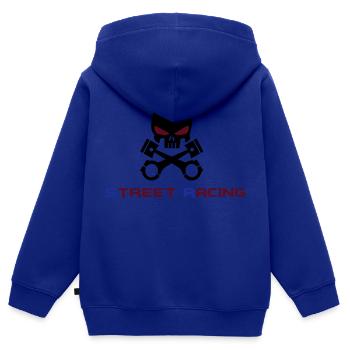 STREET RACING - Sweat Premium à capuche zippé enfant bio - bleu roi - Dos - AI Model Kid Male (0cm)