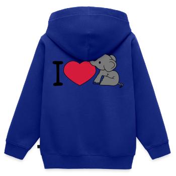 elefant i love liebe herz sitzend suess kalb klein - Kinder Premium Organic Zip Hoodie - Royalblau - Hinten - AI Model Kid Male (0cm)