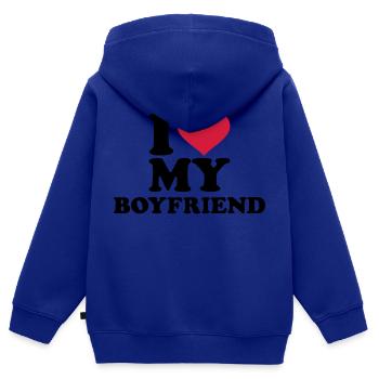 I love my boyfriend - Kinder Premium Organic Zip Hoodie - Royalblau - Hinten - AI Model Kid Male (0cm)