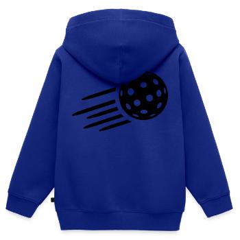 Floorball - Kinder Premium Organic Zip Hoodie - Royalblau - Hinten - AI Model Kid Male (0cm)