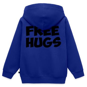 free hugs free hugs quote humor fun hug - Kids Premium Organic Zip-up Hoodie - royal blue - Back - AI Model Kid Male (0cm)