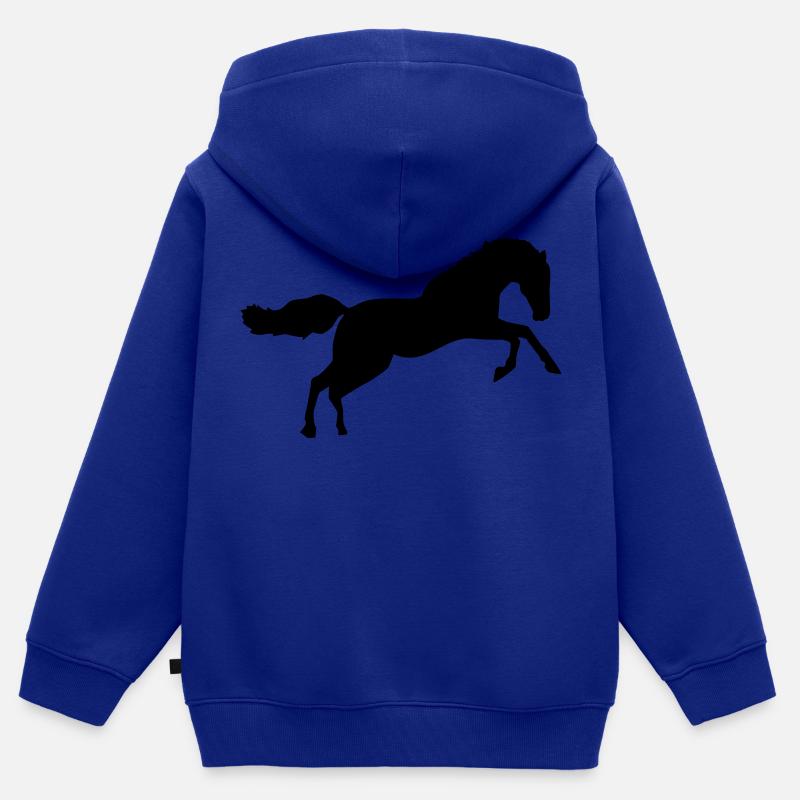 Cavallo - Felpa Premium con cappuccio con zip bambino bio - blu royal