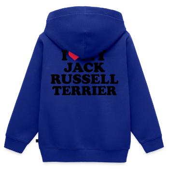Jack Russell - Kinder Premium Organic Zip Hoodie - Royalblau - Hinten - AI Model Kid Male (0cm)