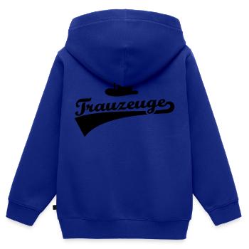 Trauzeuge - Kinder Premium Organic Zip Hoodie - Royalblau - Hinten - AI Model Kid Male (0cm)