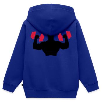 Muscle Man Training - Sweat Premium à capuche zippé enfant bio - bleu roi - Dos - AI Model Kid Male (0cm)