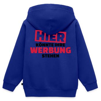 Werbung - Kinder Premium Organic Zip Hoodie - Royalblau - Hinten - AI Model Kid Male (0cm)