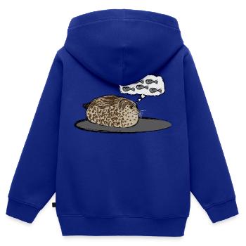 Phoque épais / Phoque joufflu - Sweat Premium à capuche zippé enfant bio - bleu roi - Dos - AI Model Kid Male (0cm)