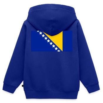Drapeau de la Bosnie - Sweat Premium à capuche zippé enfant bio - bleu roi - Dos - AI Model Kid Male (0cm)