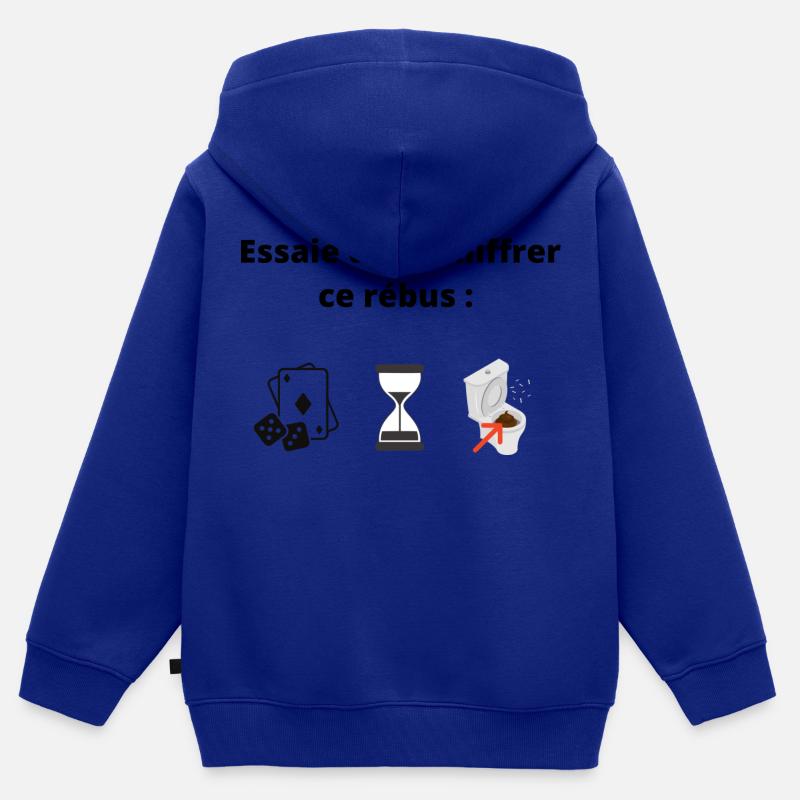 je t'emmerde rébus - Sweat Premium à capuche zippé enfant bio - bleu roi