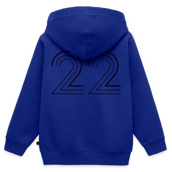 22 - Kinder Premium Organic Zip Hoodie - Royalblau - Hinten - AI Model Kid Male (0cm)