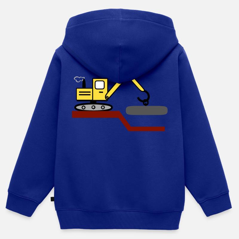 Escavatore - Felpa Premium con cappuccio con zip bambino bio - blu royal