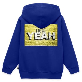 Oui graffiti de mur de briques - Sweat Premium à capuche zippé enfant bio - bleu roi - Dos - AI Model Kid Male (0cm)