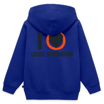 Letzte Generation - Design 6 - Kinder Premium Organic Zip Hoodie - Royalblau - Hinten - AI Model Kid Male (0cm)
