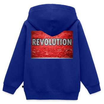 Révolution mur de briques graffiti - Sweat Premium à capuche zippé enfant bio - bleu roi - Dos - AI Model Kid Male (0cm)