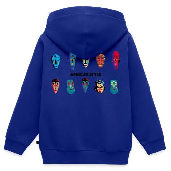 Afrique - Sweat Premium à capuche zippé enfant bio - bleu roi - Dos - AI Model Kid Male (0cm)