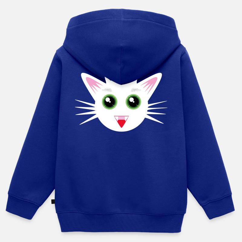 Petit Chat - Sweat Premium à capuche zippé enfant bio - bleu roi