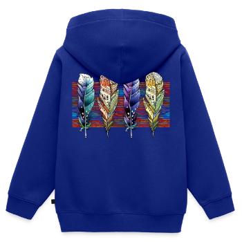 Feder - Kinder Premium Organic Zip Hoodie - Royalblau - Hinten - AI Model Kid Male (0cm)