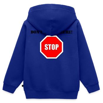 Dont Touch - Kinder Premium Organic Zip Hoodie - Royalblau - Hinten - AI Model Kid Male (0cm)