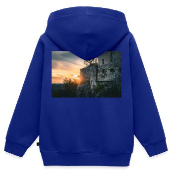 Château de Hohnstein, Suisse saxonne - Sweat Premium à capuche zippé enfant bio - bleu roi - Dos - AI Model Kid Male (0cm)