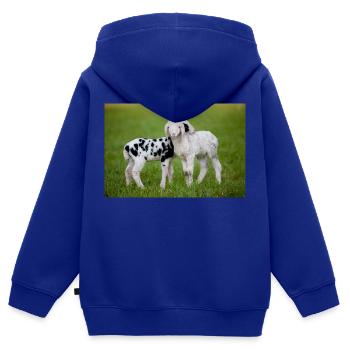 Lämmer Schwarz Weiss - Kinder Premium Organic Zip Hoodie - Royalblau - Hinten - AI Model Kid Male (0cm)