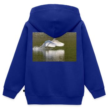 Atterrissage du cygne - Sweat Premium à capuche zippé enfant bio - bleu roi - Dos - AI Model Kid Male (0cm)