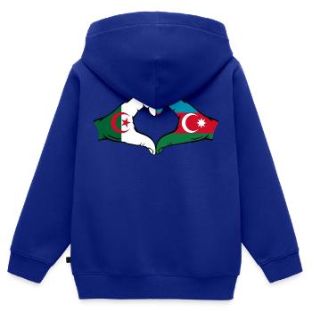 Algerien AserbaidschanHerzform mit Hände - Kinder Premium Organic Zip Hoodie - Royalblau - Hinten - AI Model Kid Male (0cm)