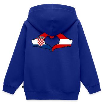 Croatie Autriche forme de coeur avec les mains - Sweat Premium à capuche zippé enfant bio - bleu roi - Dos - AI Model Kid Male (0cm)
