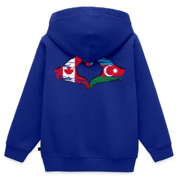 Kanada Aserbaidschan Herzform mit Hände used - Kinder Premium Organic Zip Hoodie - Royalblau - Hinten - AI Model Kid Male (0cm)