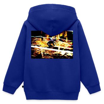 MTB MTB bergab - Kinder Premium Organic Zip Hoodie - Royalblau - Hinten - AI Model Kid Male (0cm)
