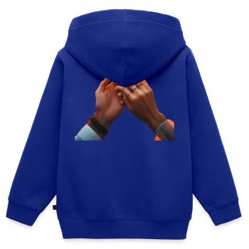 Main à main - Sweat Premium à capuche zippé enfant bio - bleu roi - Dos - AI Model Kid Male (0cm)