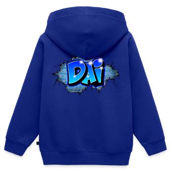 Graffiti DAI Blaue Ziegel Risse - Kinder Premium Organic Zip Hoodie - Royalblau - Hinten - AI Model Kid Male (0cm)