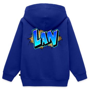 Graffiti LAN Risse Ziegel Gelb - Kinder Premium Organic Zip Hoodie - Royalblau - Hinten - AI Model Kid Male (0cm)