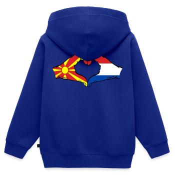 Macedonia Holland Flag Hands Heart Shape - Kids Premium Organic Zip-up Hoodie - royal blue - Back - AI Model Kid Male (0cm)
