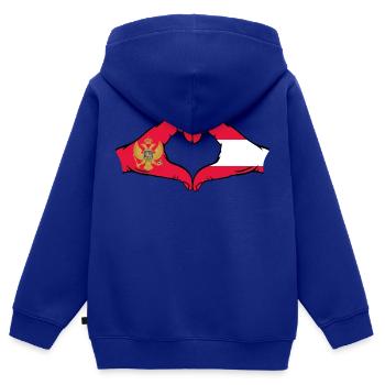 Montenegro Austria Flag Hands Heart Shape - Kids Premium Organic Zip-up Hoodie - royal blue - Back - AI Model Kid Male (0cm)