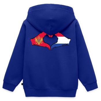 Montenegro Holland Flag Hands Heart Shape - Kids Premium Organic Zip-up Hoodie - royal blue - Back - AI Model Kid Male (0cm)